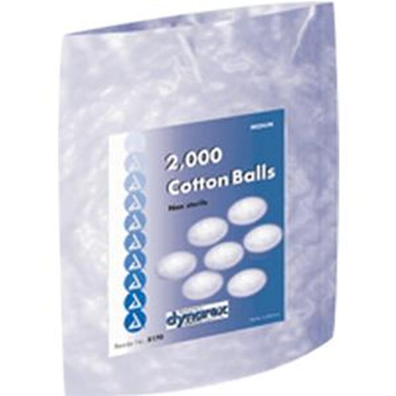 Dynarex Cotton Balls, Non-Sterile and Medium, Latex-Free and Absorbent, For Skin Cleansing, Crafts, & as Makeup Remover, Ships as 2 Bags of 2000 Cotton Balls Each, 1 Case of 4000 Dynarex Cotton Balls