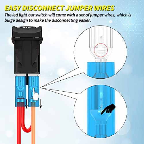 Joinfworld LED Light Bar Switch ON/Off 5 Pin Laser Marine Rocker Switch Waterproof 12V 20A 24V 10A Blue LED Light Bar Toggle Switch with Jumper Wires for Car Boat ATV UTV RZR - Image 4