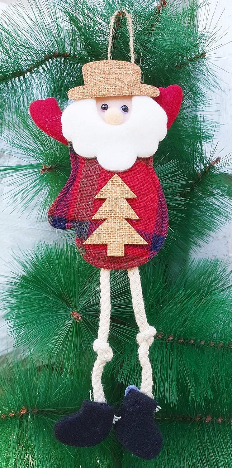 Partunay Set of 2 Pcs Plush Santa Claus Long Leg HangingToys Christmas Xmas Tree Hanging Ornaments Xmas Christmas Decoration Item Christmas Ornaments