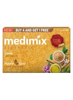 Medimix Medimix Sandal Soap - With Eladi OIl - For Clear & Glowing Skin- Improves Skin Complexion and Removes Pimples - Enriched with Natural Fragrance of SandalWood - 125 Gm x 5  - Image 1