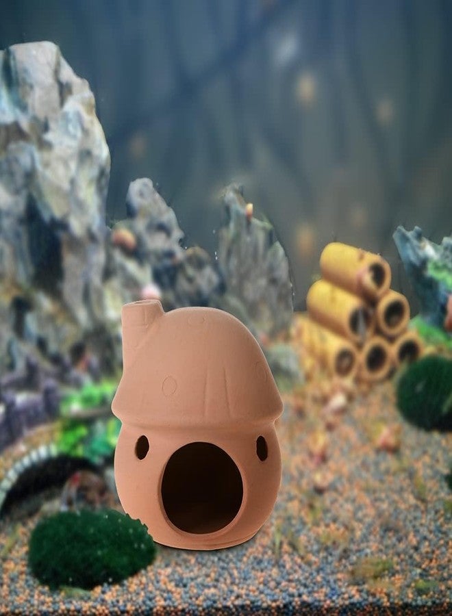 YXQ Aquarium Decorations Ceramic Mushroom House for Fish Tank Landscape to Small Shrimp/Goldfishes Hiding Rest and Breed (Natural) - Image 4
