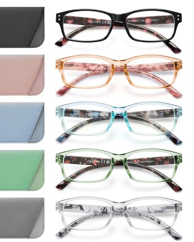 JOLISU Reading Glasses for Women Men - 5 Pack Ladies Fashion Readers Computer Eyeglasses W/Spring Hinge - Blue Light Blocking Reading Glasses Anti Eyestrain 2.0 - Image 1
