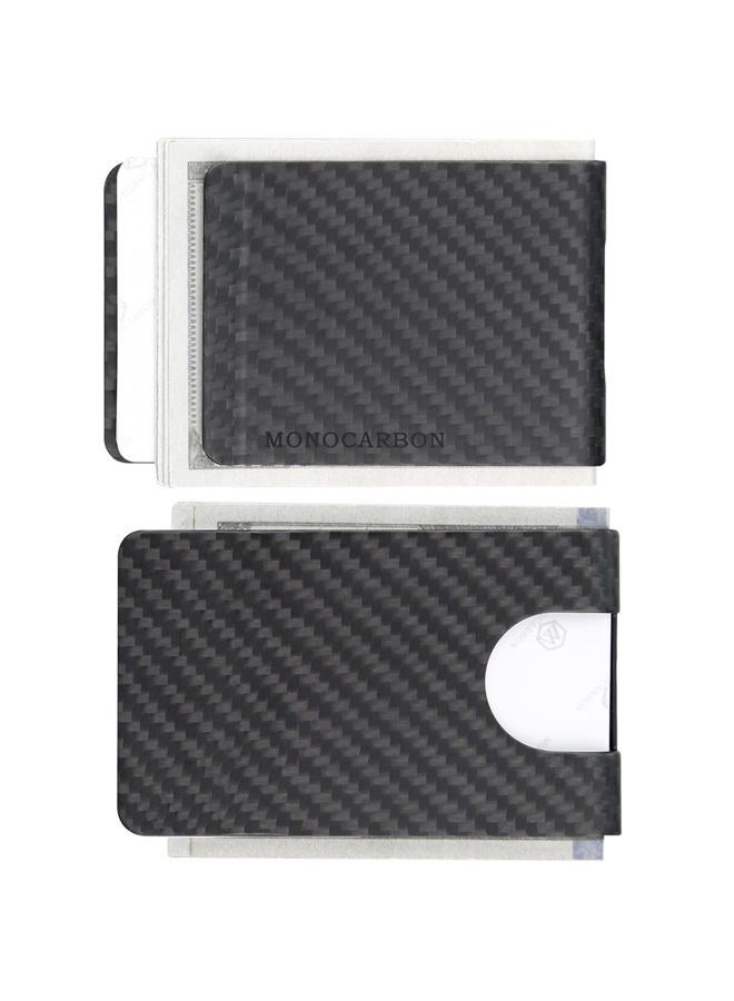 MONOCARBON Carbon Fiber Thumb Slim Card Wallets with RFID Blocking Magnetic Minimalist Card Holders Clips for Men with Gift Box Matte&Glossy Finish, Matte Black, Minimalist - Image 1