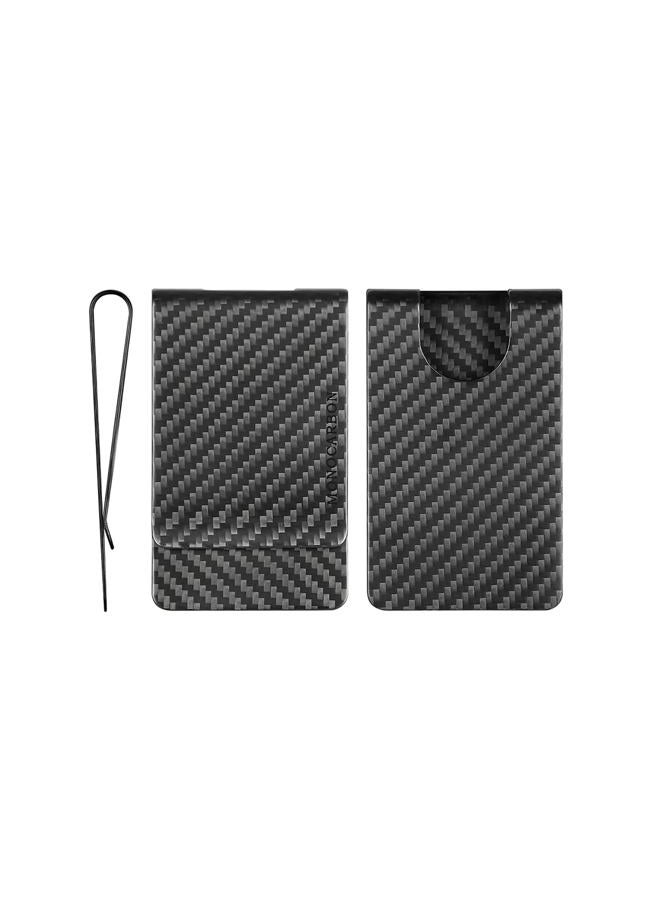MONOCARBON Carbon Fiber Thumb Slim Card Wallets with RFID Blocking Magnetic Minimalist Card Holders Clips for Men with Gift Box Matte&Glossy Finish, Matte Black, Minimalist - Image 3