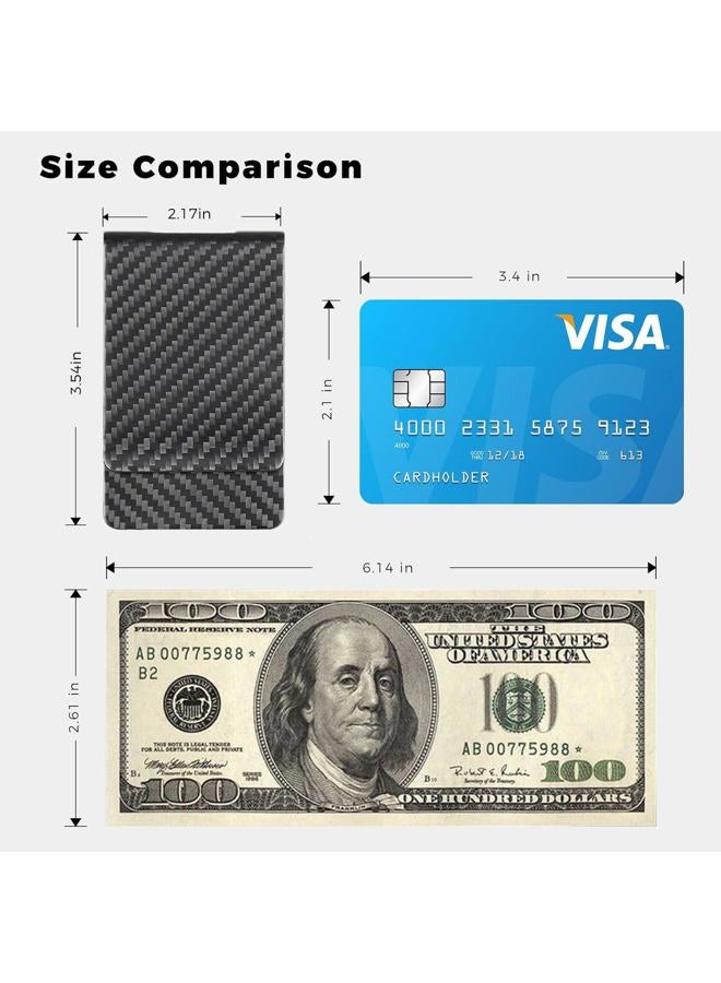 MONOCARBON Carbon Fiber Thumb Slim Card Wallets with RFID Blocking Magnetic Minimalist Card Holders Clips for Men with Gift Box Matte&Glossy Finish, Matte Black, Minimalist - Image 2