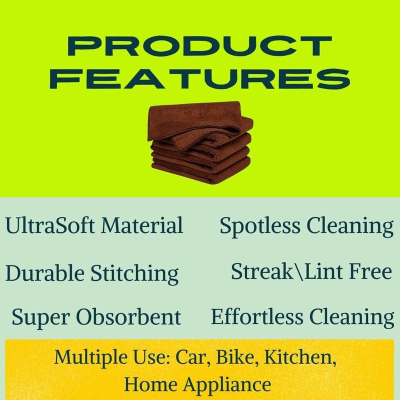 AUTOFRILL قماش الألياف الدقيقة للسيارة 40 × 40 سم 240 جرام متعدد الأغراض لتنظيف المطبخ مناشف الألياف الدقيقة للسيارات لتنظيف الدراجات والسيارات تلميع غسل تفصيل (4 قطع) - Image 4