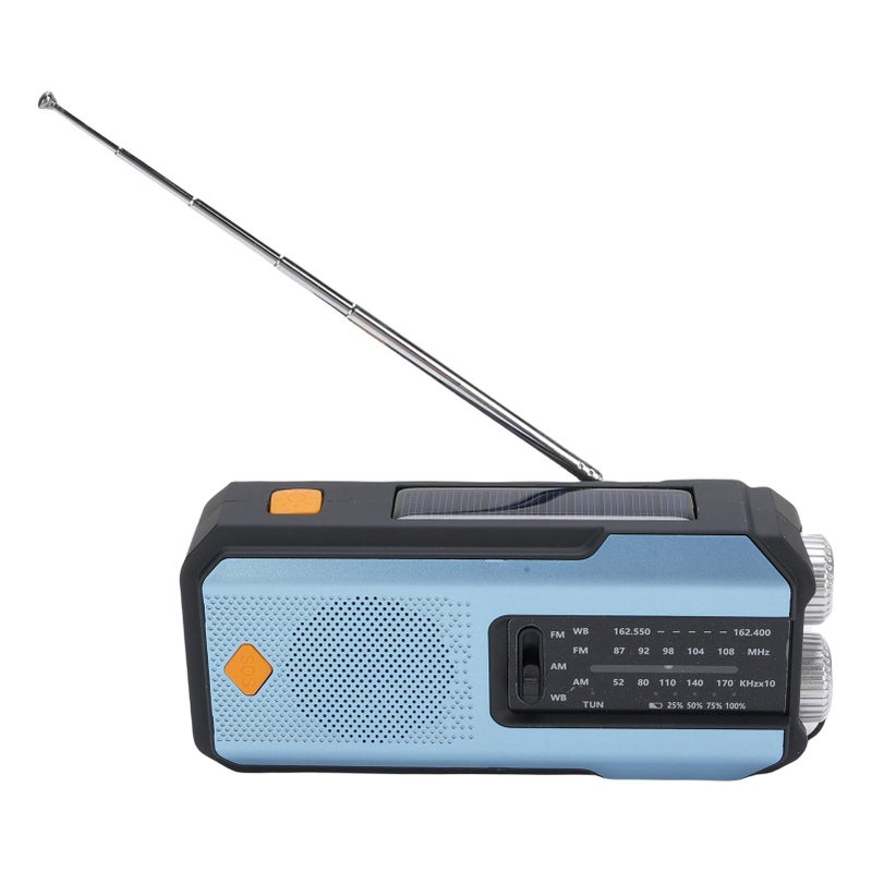 راديو الطوارئ بالطاقة الشمسية واليدوي AM FM WB مع مصباح LED SOS للتخييم وحالات الطوارئ - Image 3