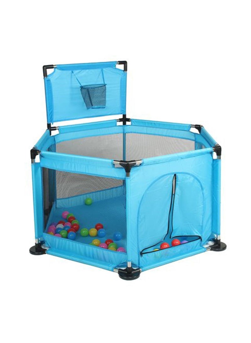 Portable Baby Playpen Fences with 100 Pcs Basketball Hoop, 6-Panel Foldable Play Yard Playpen, with Breathable Mesh for Baby Toddlers Infant, Indoor And Outdoor Play - Image 1