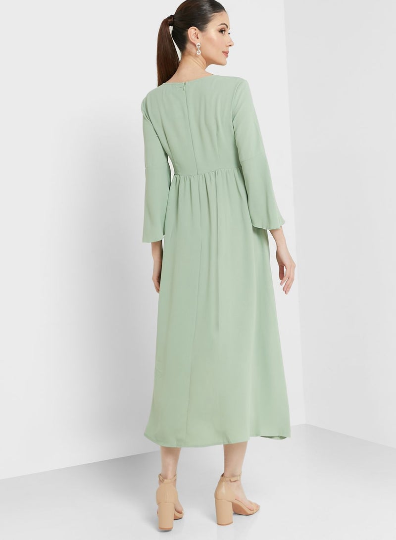 Square Neck Ruffled Dress