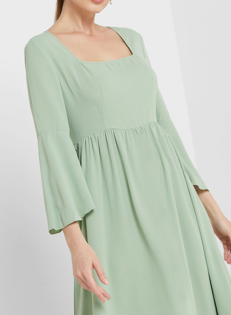 Square Neck Ruffled Dress