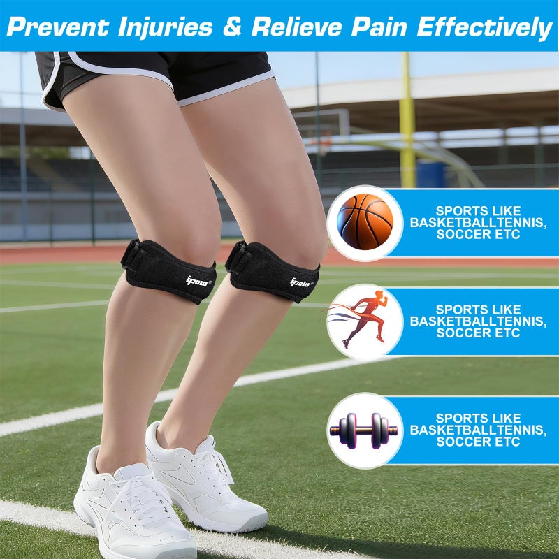 IPOW Patella Tendon Knee Strap 2 Pack Knee Pain Relief & Patella Stabilizer Knee Strap, Patellar Tendon Support Strap, Knee Brace for Running, Hiking, Soccer, Basketball, Jumpers Knee, Tennis, Volleyball & Squats - Image 3