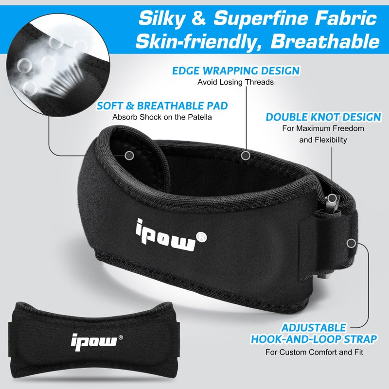 IPOW Patella Tendon Knee Strap 2 Pack Knee Pain Relief & Patella Stabilizer Knee Strap, Patellar Tendon Support Strap, Knee Brace for Running, Hiking, Soccer, Basketball, Jumpers Knee, Tennis, Volleyball & Squats - Image 2