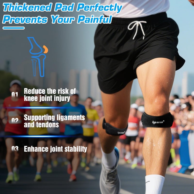 IPOW Patella Tendon Knee Strap 2 Pack Knee Pain Relief & Patella Stabilizer Knee Strap, Patellar Tendon Support Strap, Knee Brace for Running, Hiking, Soccer, Basketball, Jumpers Knee, Tennis, Volleyball & Squats - Image 5