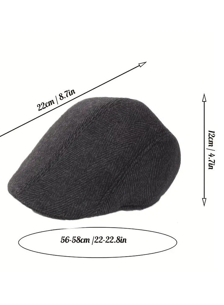 Dot Men's Design Beret Hat, Newsboy Cap, Gatsby Irish Free Size Hat, Breathable Canvas Hat for Outdoor Driving, Classic Sun Protection Beret Hat, Black in Gray Stripe - Image 2