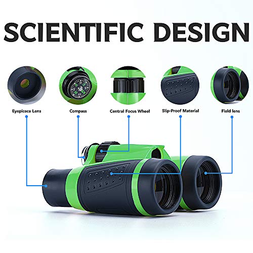 Vanstarry Compact Binoculars for Kids Bird Watching Hiking Camping Fishing Accessories Gear Essentials Best Toy Gifts for Boys Girls Children Toddler Waterproof 5X30 Optical Lens Including Compass - Image 3