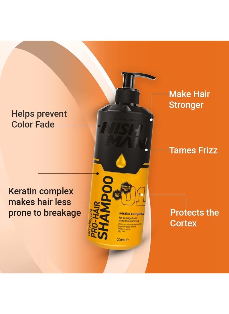 Nishman Pro Hair Sulphate Paraben Free Shampoo For Normal to Damaged Chemical Treated Professional Hair Repairing Shampoo 200ML