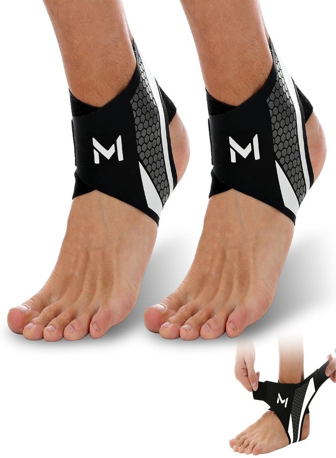 Ankle Brace for Men & Women, Adjustable Figure-8 Stabilizer with Straps for Basketball, Volleyball & Running, Compression Sleeve for Sprained Ankle, Plantar Fasciitis & Tendonitis Relief (2 Pack,Gray) - Image 1