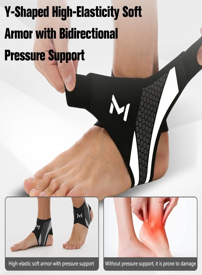 Ankle Brace for Men & Women, Adjustable Figure-8 Stabilizer with Straps for Basketball, Volleyball & Running, Compression Sleeve for Sprained Ankle, Plantar Fasciitis & Tendonitis Relief (2 Pack,Gray) - Image 2