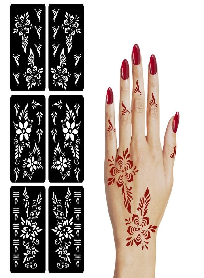 VANVATI Stylish Combo Mehndi Stencil Sticker For Girls During Parties Festivals Beautiful Design For Hand & Finger - Image 1