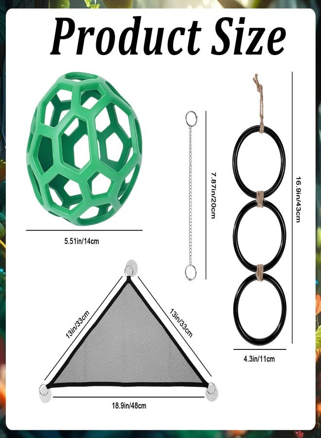 Sploziia 3 Pcs Snake Enrichment Toys Tank Accessories Include Jungle Gym Ball with Chain, Hammock Climbing Rings Reptile Cage Terrarium Habitat Decor for Ball Python Chameleon Corn Snake Lizard Parrot - Image 2