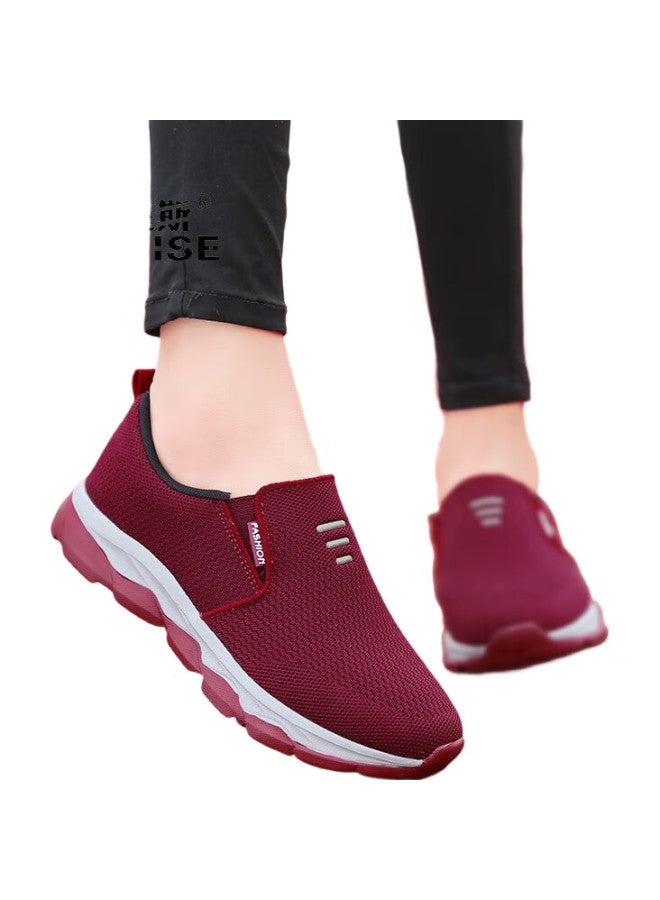 Pounise Middle-Aged And Elderly Walking Shoes, Comfortable And Lightweight, Mom Shoes For Women, Pyx-Lk6952, Jujube Red, Size 41 - Image 2