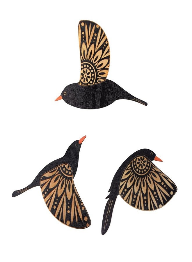 NOIAFZY 3Pcs Vintage-Style Wooden Flying Birds Wall Art Set for Home Decor Bedroom Holiday Decorations - Image 1