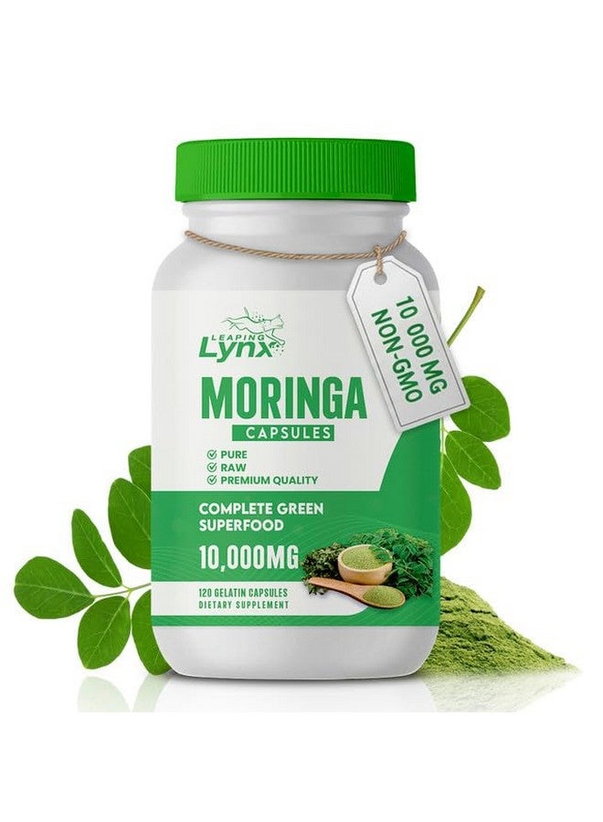 Leaping Lynx Moringa Oleifera Capsules 10,000mg - Energy & Immune Support Superfood - 120 Capsules, 120-Day Supply - Iron & B Vitamins for Focus & Fatigue - Vegan, Non-GMO, Antioxidant, Ayurvedic Supplement - Image 1