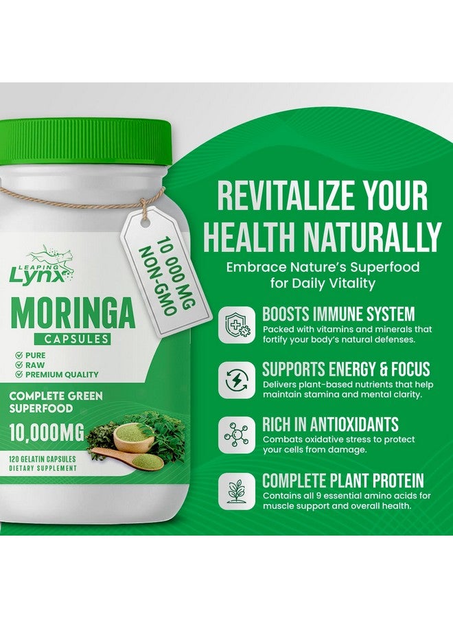 Leaping Lynx Moringa Oleifera Capsules 10,000mg - Energy & Immune Support Superfood - 120 Capsules, 120-Day Supply - Iron & B Vitamins for Focus & Fatigue - Vegan, Non-GMO, Antioxidant, Ayurvedic Supplement - Image 5