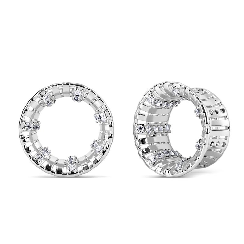 ERKUOO Crystal Women Ear Tunnels Sparkly Double Flare Gauges Rhinestone Plugs Bling Gauge Stretchers Ears Expander Stretching Jewelry Elegant Dressy Style 0G To 1 Inch - Image 1