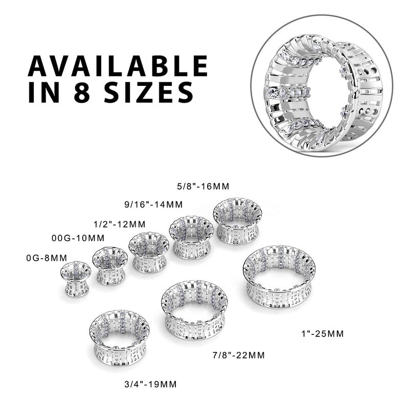 ERKUOO Crystal Women Ear Tunnels Sparkly Double Flare Gauges Rhinestone Plugs Bling Gauge Stretchers Ears Expander Stretching Jewelry Elegant Dressy Style 0G To 1 Inch - Image 5