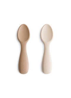 mushie Toddler Starter Spoons - Silicone 2-Pack - Natural/Shifting Sand  - Image 1