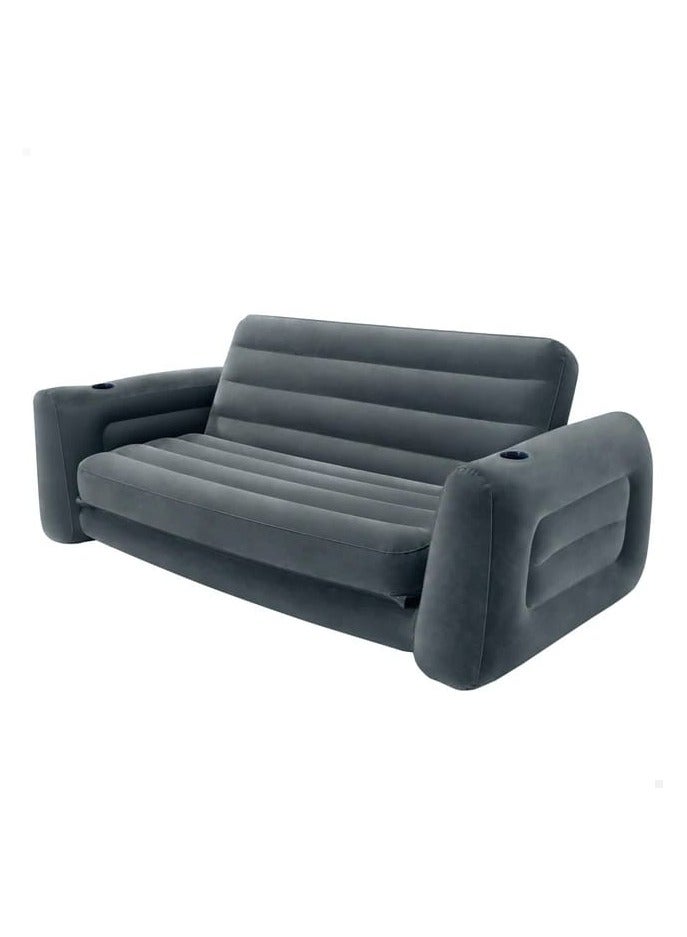 INTEX Inflatable Pull Out Sofa Bed Chair, Twin Sized Air Bed Mattress Pull Out Sofa Bed Futon Couch, Dark Gray 2.03x2.31x0.66 m - Image 2