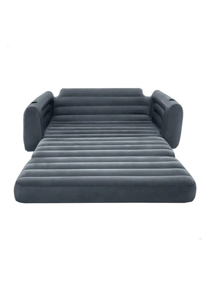 INTEX Inflatable Pull Out Sofa Bed Chair, Twin Sized Air Bed Mattress Pull Out Sofa Bed Futon Couch, Dark Gray 2.03x2.31x0.66 m - Image 4