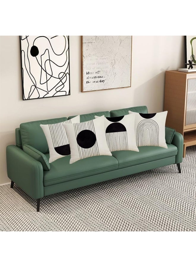 DUNISO مجموعة من 4 أغطية وسائد بوهو، ديكور قوس الشمس العصري من منتصف القرن، غطاء وسادة قطن ولين، غطاء وسادة زخرفي بوهو بسحاب، أسود وأبيض، 18x18 بوصة - Image 4