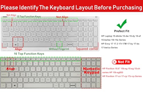 imComor Keyboard Cover for HP Laptop 15.6 15-dw 15-dy 15-da/db 15-ef 15-bs/bw 15t 15z 15t-dy200 15t-dw300 15-db0011dx/HP Pavilion x360 15.6"/HP Envy 17 17.3 17t 17M 17-by 17-bs 17-bw/ca Keyboard Skin, Clear - Image 2
