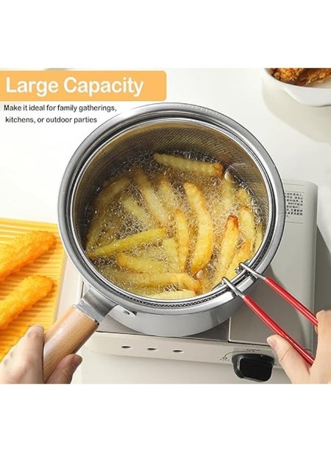 Small Stainless Steel Oil Strainer Pot With Fry Basket, 2.5L Small Capacity Deep Fryer with Lid, Oil Filter Pot,Stove Top Deep Fryer With Basket For Cooking Chicken Wings, Seafood - Image 2