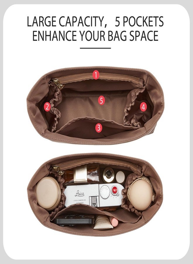 OAikor Nylon Brooklyn 28 Bag Insert, Purse Organizer Insert Custom-Fit for Coach Brooklyn 28 Shoulder Bag, Lightweight Waterproof Handbag Shaper Protector with Zipper Pocket Bottle Holders, Maple - Image 5