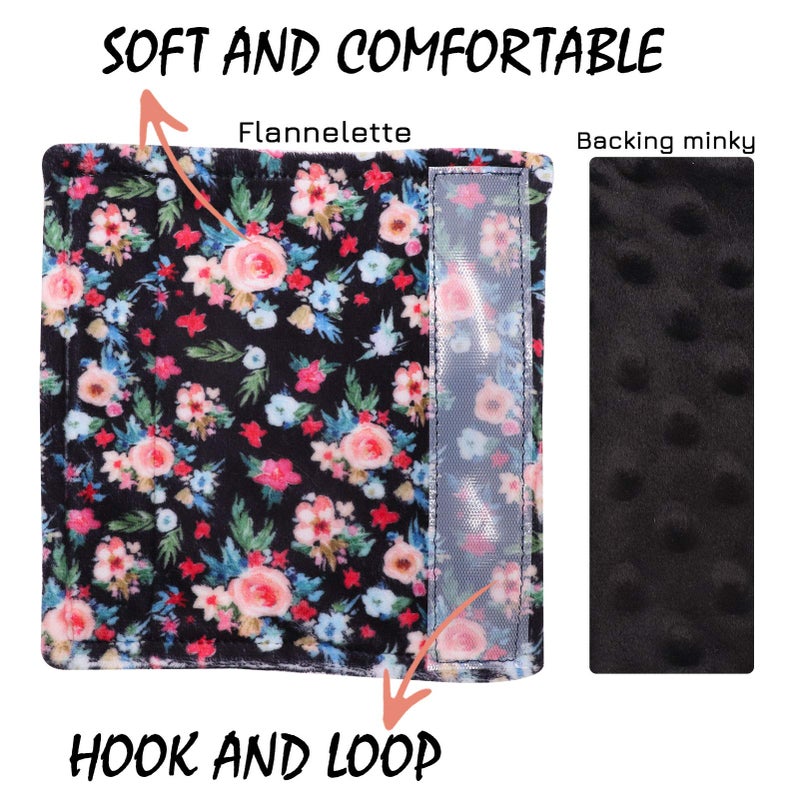 SWESEN Baby Car Seat Belt Covers for Boys and Girls, Car Seat Straps Shoulder Pads, Soft Car Seat Neck Cover, Mink Seat Belt Protectors for Car Seats, Floral Stroller Strap Cover for Baby Kids - Image 2