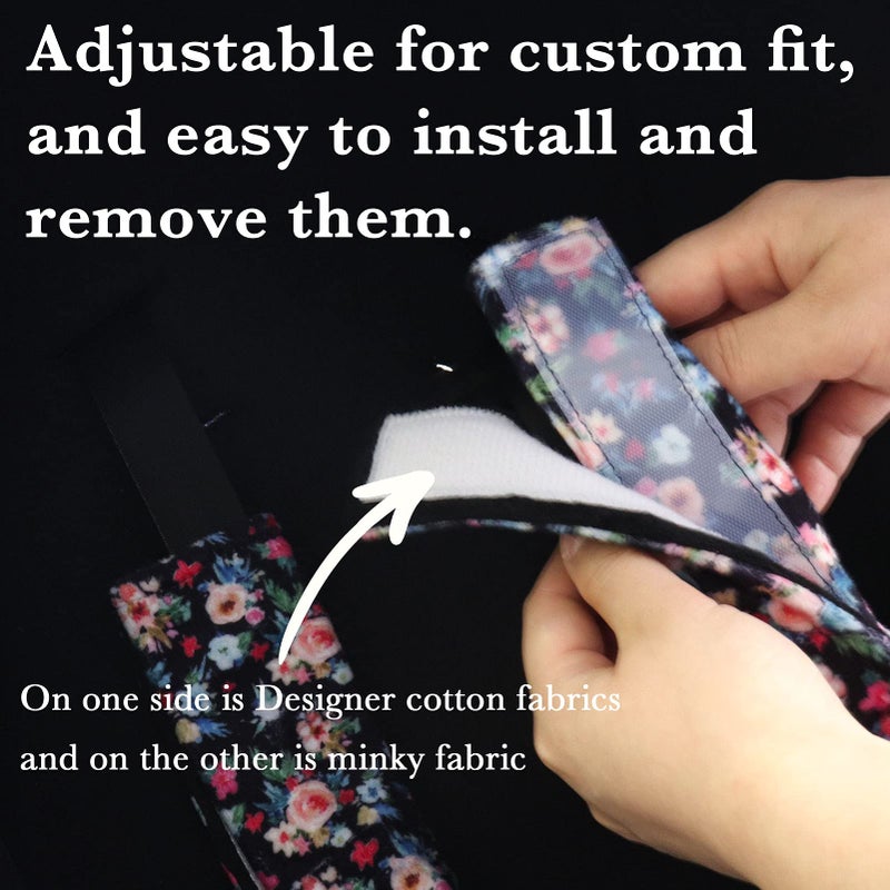 SWESEN Baby Car Seat Belt Covers for Boys and Girls, Car Seat Straps Shoulder Pads, Soft Car Seat Neck Cover, Mink Seat Belt Protectors for Car Seats, Floral Stroller Strap Cover for Baby Kids - Image 3