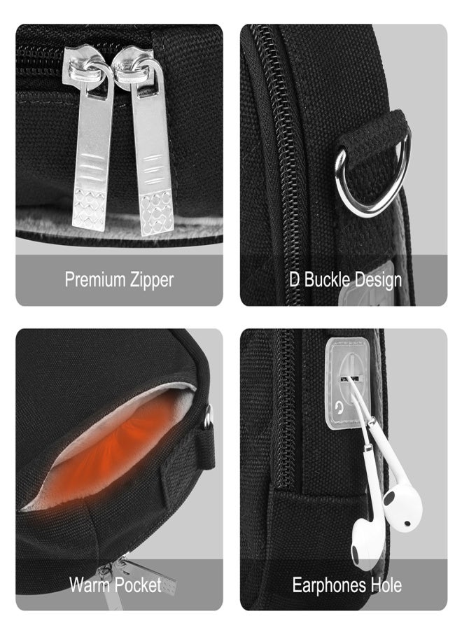 HAWEEL HWL2133 Heating Bag Case Fast Warming 4 Timer Modes Adjustable Temperature USB Crossbody One Shoulder Warm Hand Bags with Earphone Hole Heated Hand Muff Mobile Phone Tablet Digital Storage Bag - Image 4