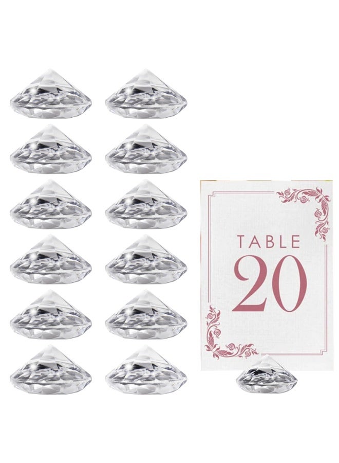 12 قطعة حامل بطاقات المكان الماسي حاملات أرقام الطاولات الأكريليكية حاملات البطاقات الكريستالية لتزيين بطاقات طاولات حفلات الزفاف وحفلات استقبال المولود الجديد - Image 1