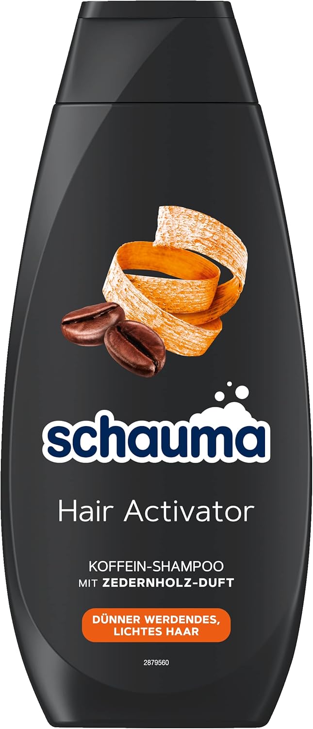 Schauma Caffeine Shampoo Hair Activator 400 ml Caffeinated Shampoo for Thinning Light Hair Vegan SiliconeFree Cedar Wood Scent Mens Hair Care