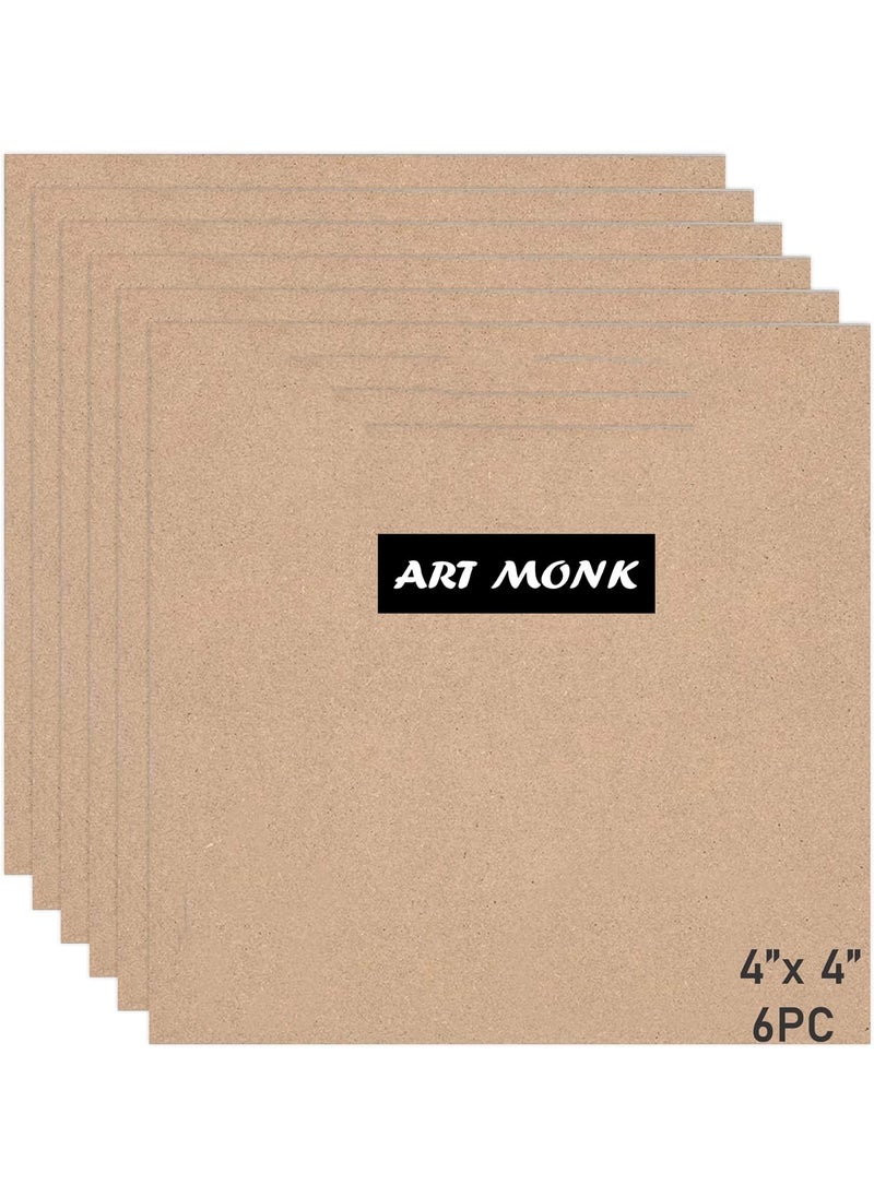 Generic Art Monk MDF Boards for Art and Craft Wood MDF Sheets for Craft Work DIY MDF Cutouts 4X4 Inch 6 Pcs  - Image 1