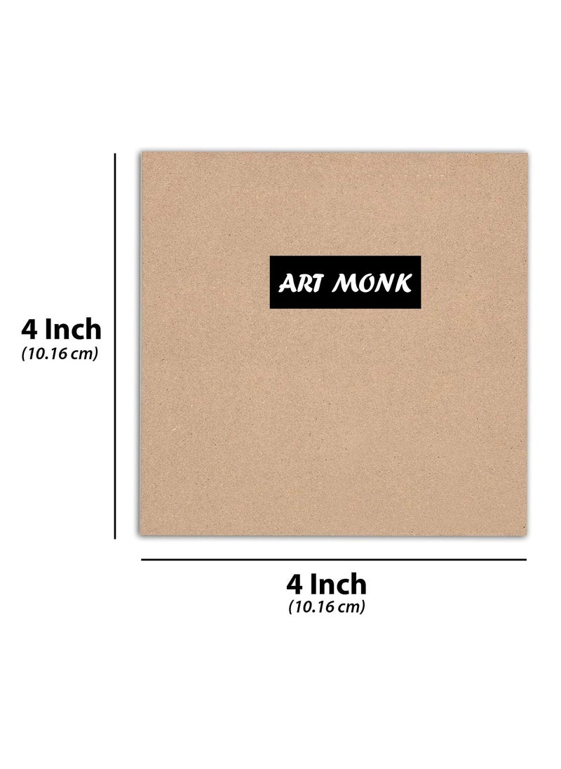 Generic Art Monk MDF Boards for Art and Craft Wood MDF Sheets for Craft Work DIY MDF Cutouts 4X4 Inch 6 Pcs  - Image 2