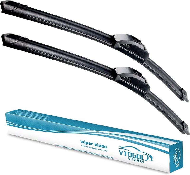 VTOGOI OEM Quality 28''+16'' Premium All-Season Auto Windshield Natural Rubber J-Hook Wiper Blades(Pack of 2) - Image 1