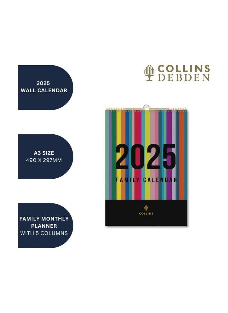 Collins Collins Edge Rainbow 2025 Family Wall Calendar - Lifestyle Planner and Organiser for Office, Work, Personal and Home - January to December 2025 Diary - Weekly - - EDFC135-25  - Image 3