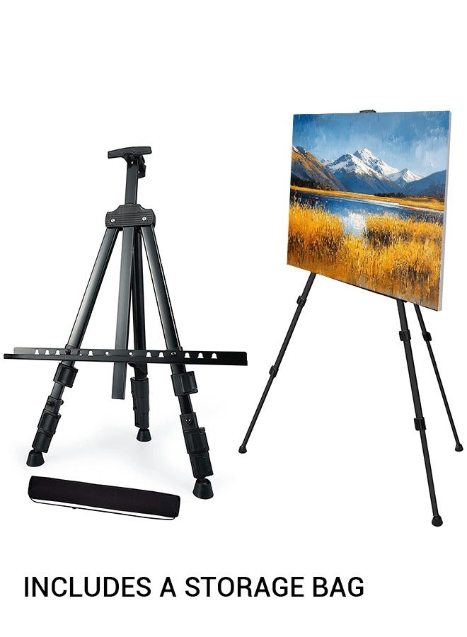 حامل حامل حامل حامل الحامل لعرض اللوحات مع حقيبة حمل، حامل حامل حامل معدني قابل للطي وقابل للتعديل للرسم والعرض ومنضدية الطاولة - Image 1