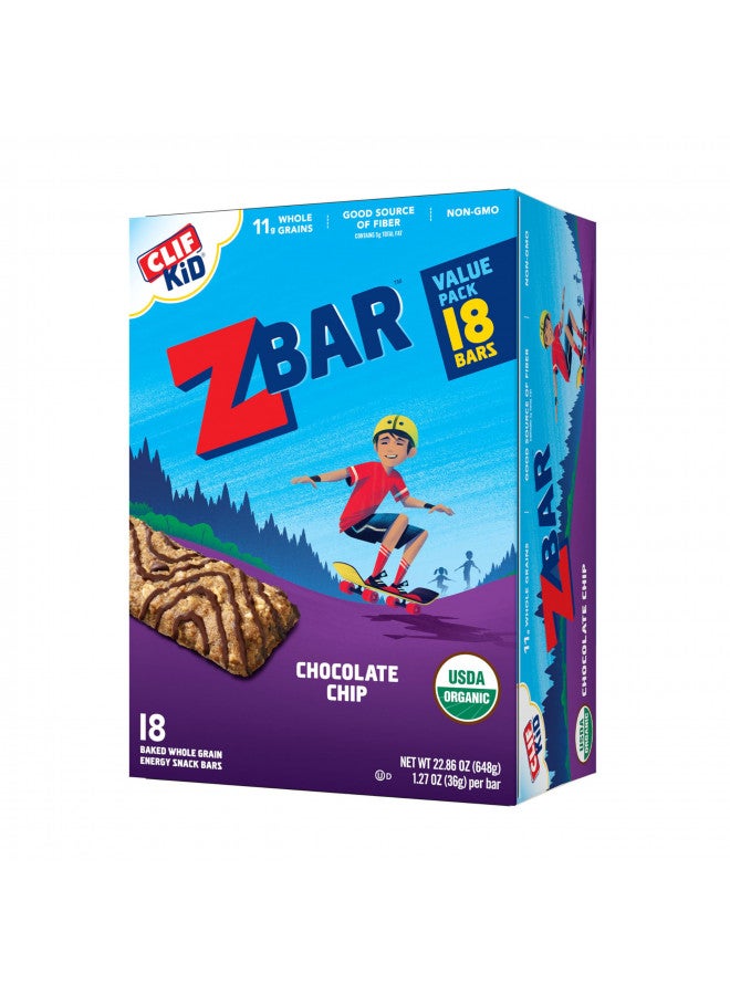 Clif Kid ZBar Clif Kid Zbar - Organic Granola Bars - Chocolate Chip - Non-GMO - Organic -Lunch Box Snacks 18 Count(Pack of 1) - Image 1