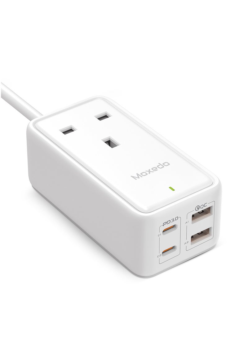 Moxedo Moxedo Smart-Plug 65W GaN III Tech Extension Cord 5 in 1 Power Delivery 3.0, 1 AC Outlet + 2 USB-A Ports + 2 USB-C Ports with 2 Meters Cable Length  - Image 1