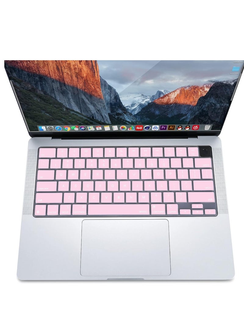 Keyboard Cover Skin Compatible with MacBook Air 15 M2 A2941 Air 13.6 M2 A2681 Compatible with MacBook Pro 14 /16 2023 /2021 M3 M2 M1 A2918 A2992 A2779 A2442 A2991 A2780 A2485 Pink - Image 2